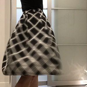 Black and white patterned bell shaped skirt